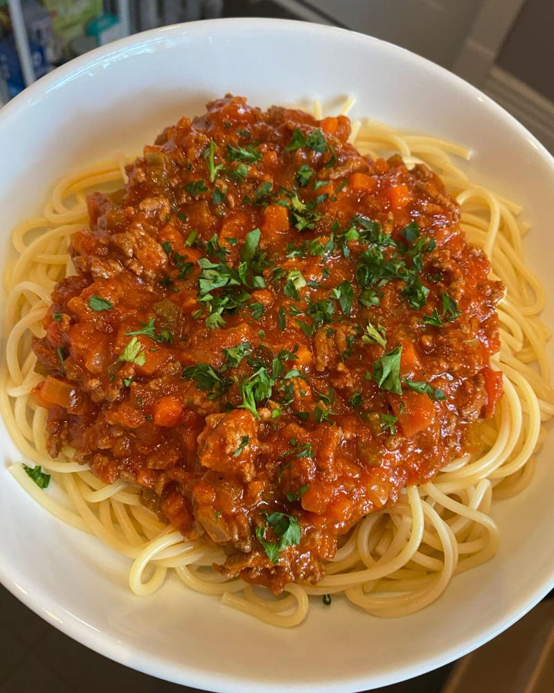 spaghetti och köttfärssås